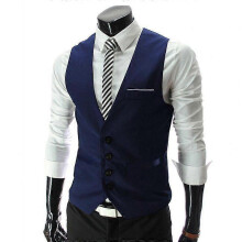 (2XL,Navy Blue)Lebanghui Vest Mens Suit Business Vest Casual Waistcoat Formal Suit Gilet Slim Formal Style Waistcoat Clothing Business Vest Workwear