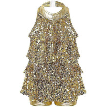 (4)Lebanghui Sparkling Sequins For Kids Sportswear, Ballet, Tights, Latin Jazz Costumes