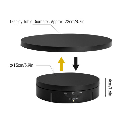 Motorized Rotating Display Stand 8.7 Inch 22lb Load Black with Remote 1