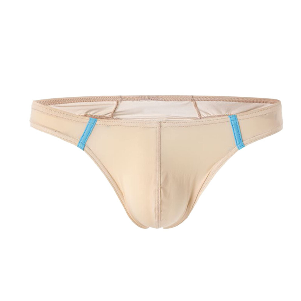 Lingerie Fashion Ice Silk Beige Mankini XL Men's Short High Waist Erotic Underwear