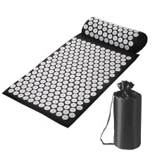 (Black) Rollable Acupressure Fitness Mat Pillow Set Reducing Muscle Stress Massage Mat for Relaxation