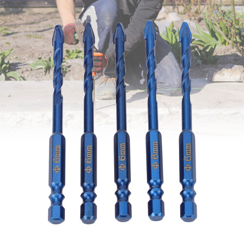 5 pcs 6mm Tungsten Steel Eccentric Drill Bit for Masonry & Tile