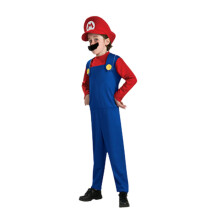 (Child Red,105-120cm)Costume Super Mario Bros Luigi idraulico operaio Halloween cartone animato vestito cosplay