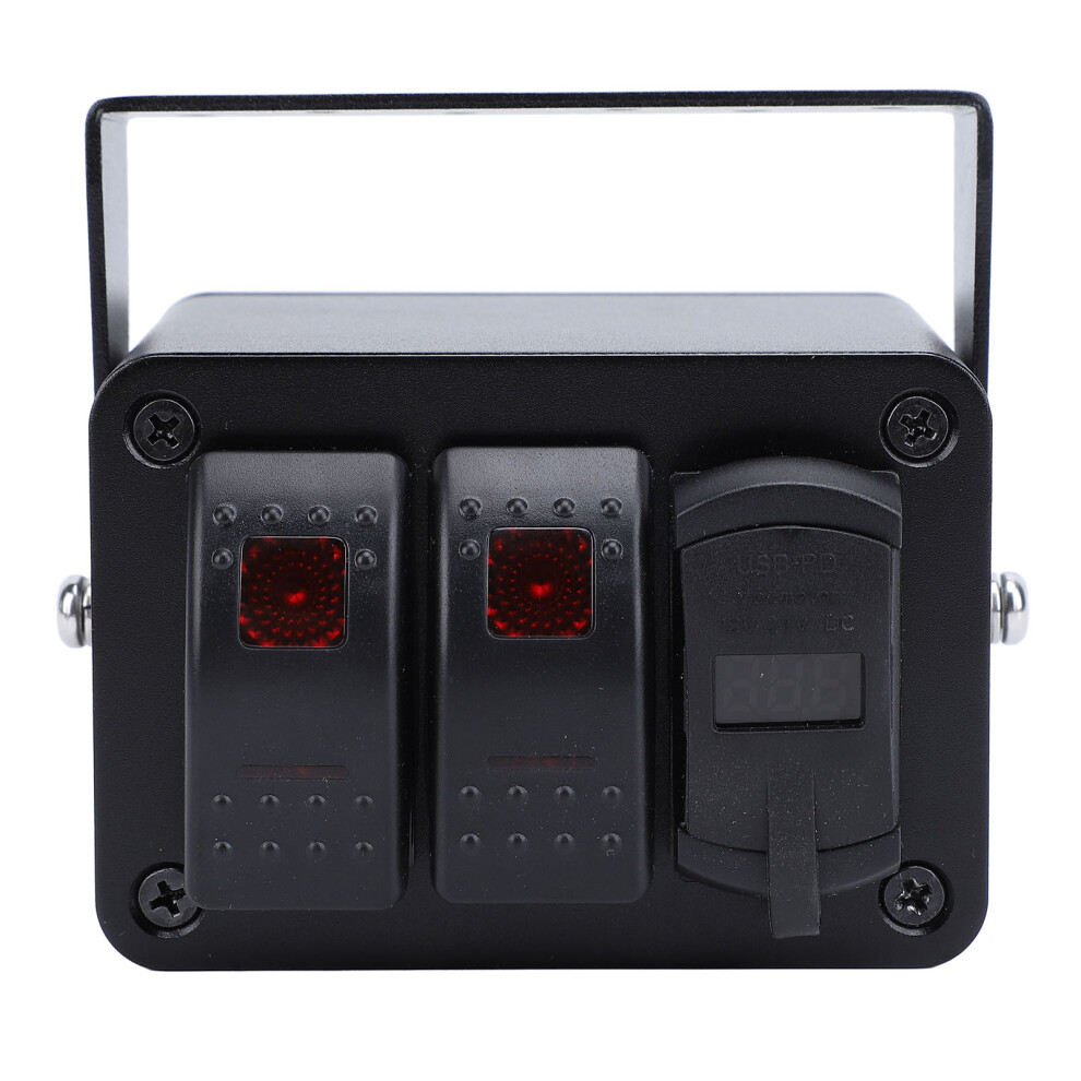 2 Gang Waterproof Toggle Switch Box With Voltage Meter & Qc3.0 Usb 12-24V 9411337445463