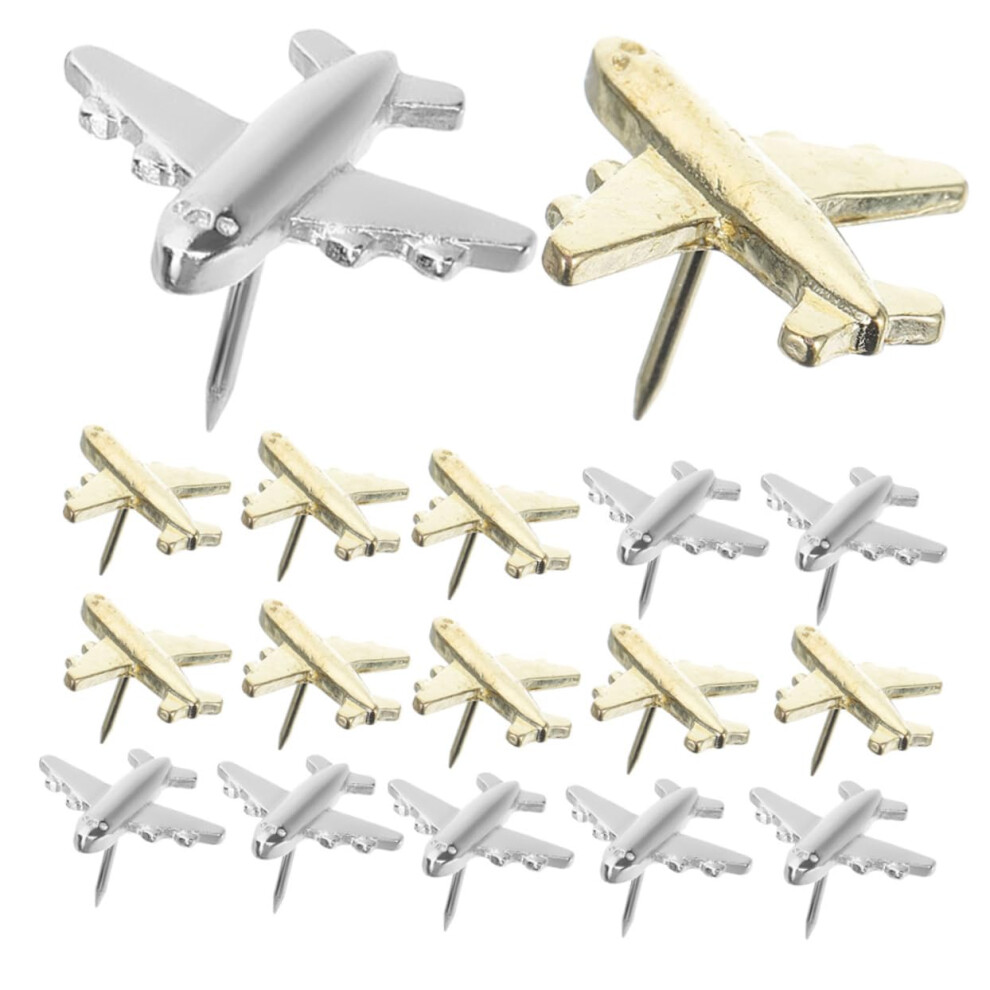 Metal Thumbtacks 24-Piece Set For Airplane Decor, Decorative Steel Push Pins, Colored Clear Pins 6276012286679
