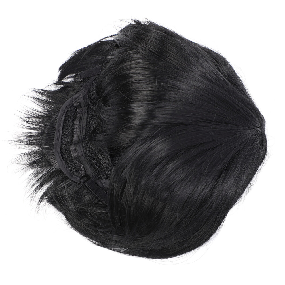 Men's Short Synthetic Breathable Hairpiece Toupee Black for Students