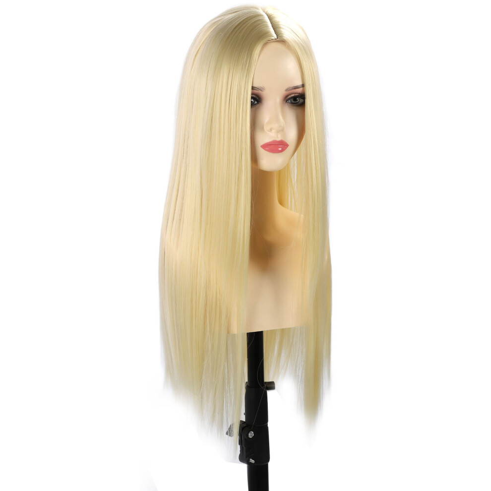 Gold Long Straight Wigs Heat Resistant, High Density, Middle Part