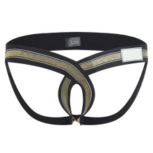 Men's Thong Open Thong Low Rise Sports Underwear Elastic Waist Hipster L Gold With Hole