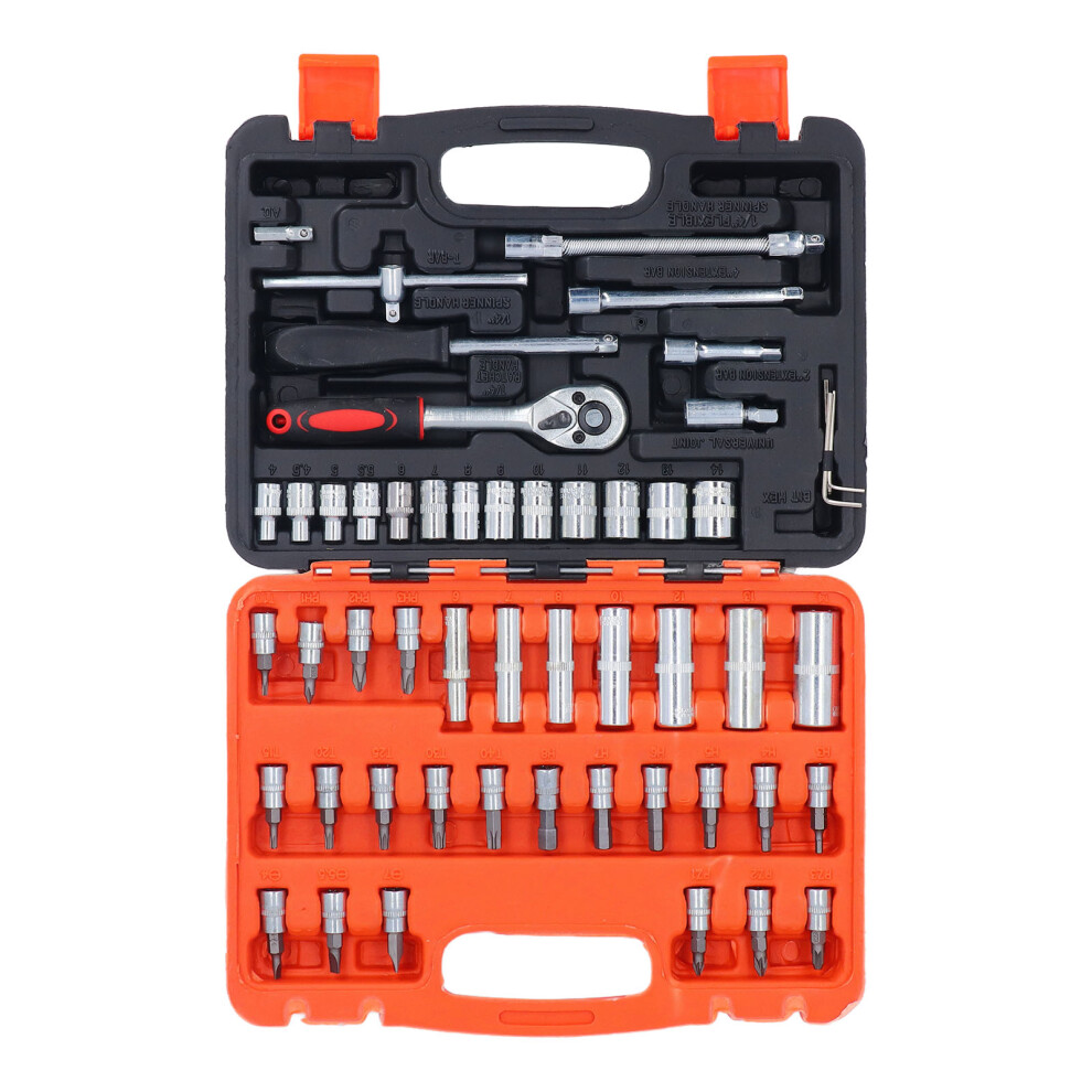 53Pcs Socket Set With Ratchet Wrench Extension Bars For Home & Auto Repair 4311337454678