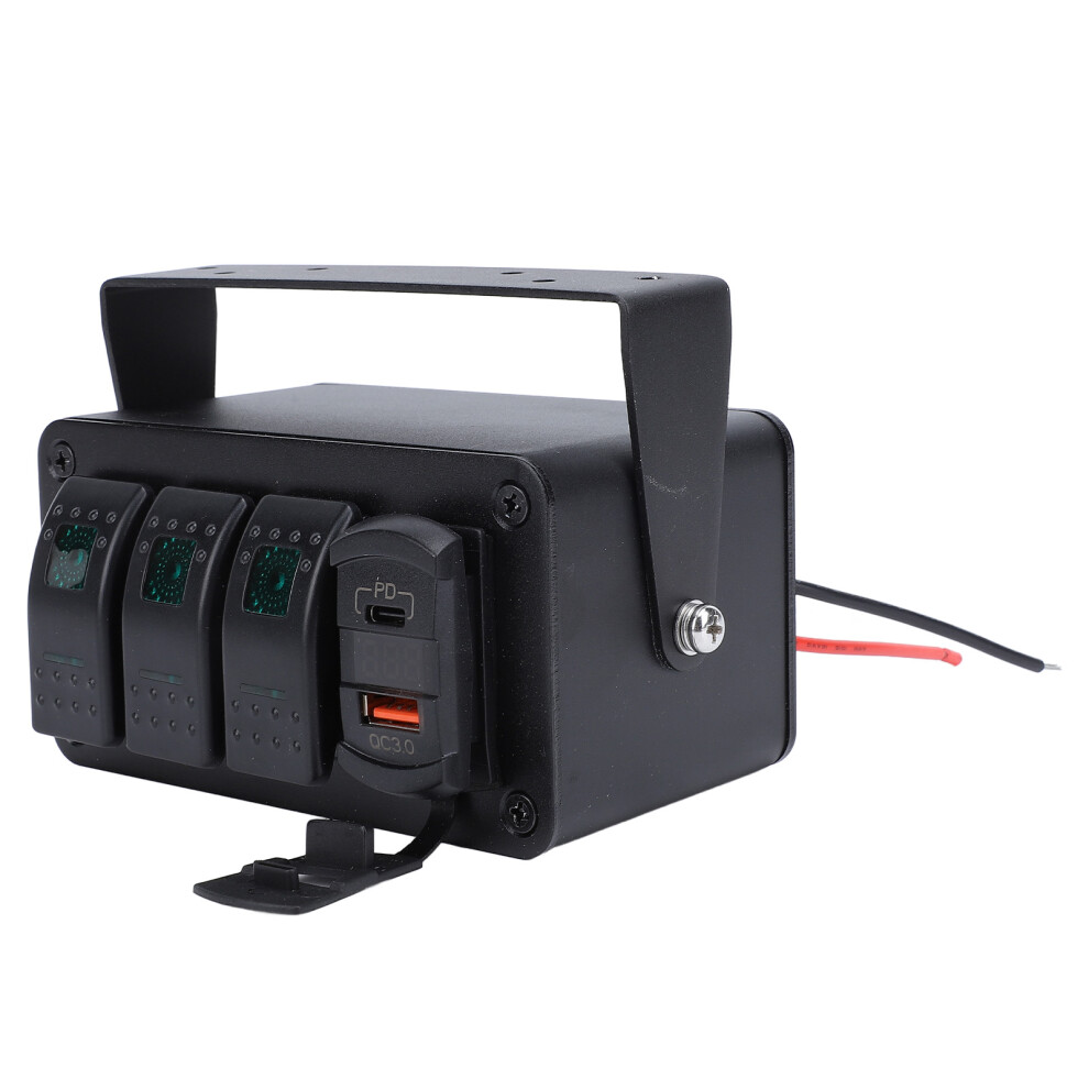 Rv Boat Car 3 Gang Rocker Switch Panel Dc12/24V With Pd Type C & Qc3.0 Usb Port Green/Light 3491337456917
