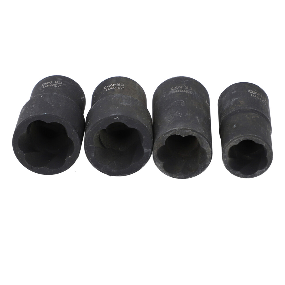 5Pcs Impact Bolt Extractor Kit 1/2In Drive Metric 17Mm To 22Mm Cr Mo Steel 3681337457124