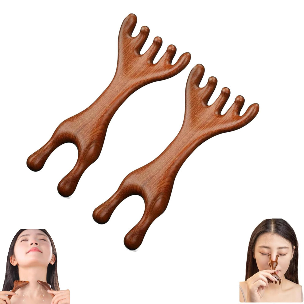 Guasha Massage Tool Golden Sandalwood Comb For Head Face Eyes Nose Jaw Neck Meridian Massage Brush Wooden Gua Sha