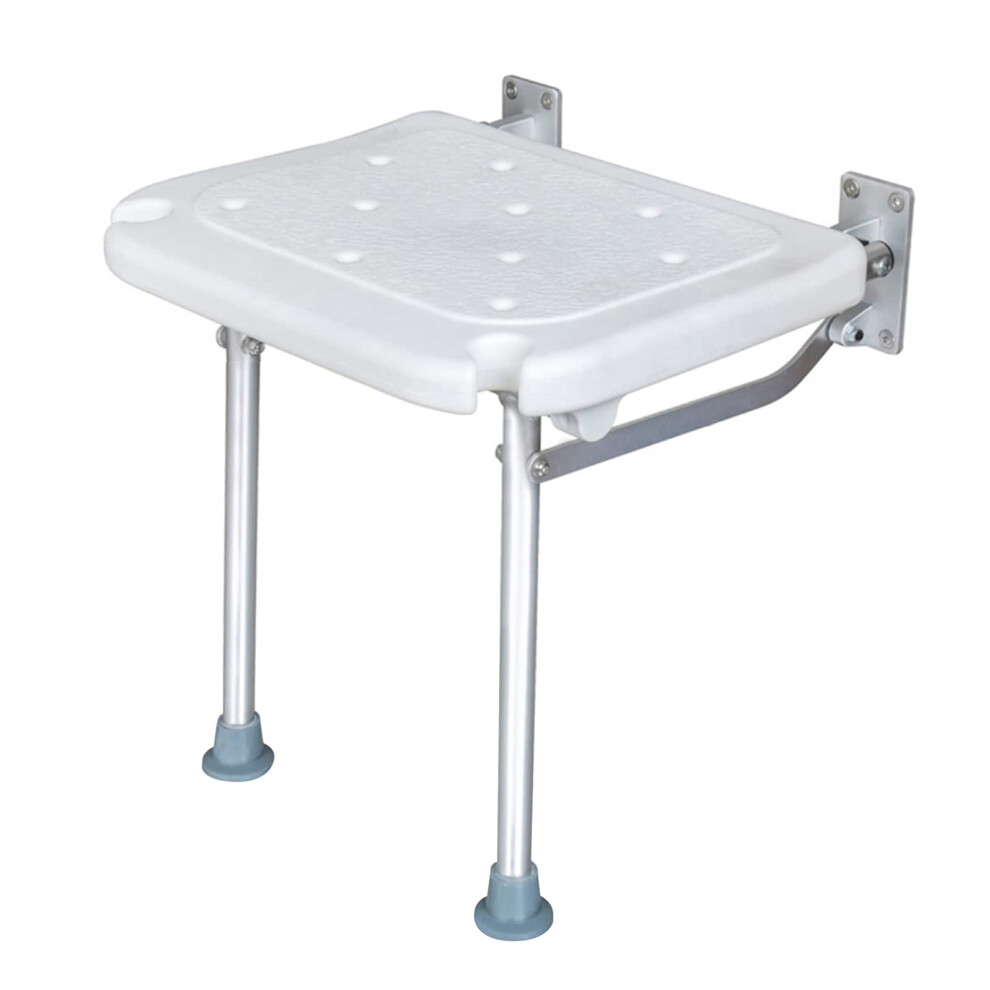Wall Mount Folding Shower Seat Hinged Bath Seat With Drainage Holes Shower Head Slot For Elderly And Disabled