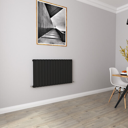 AICA (600x1020mm Single) Horizontal flat radiator black all sizes 2