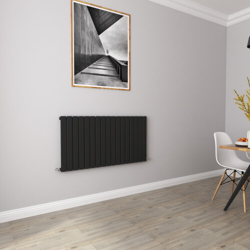 AICA (600x1156mm Single) Horizontal flat radiator black all sizes 2