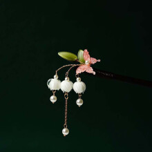 Hairpin Flower Hair Stick Wooden Hair Stick Antique Style Purple Bell Orchid Butterfly Tassel Jewelry
