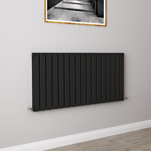 AICA (600x1156mm Double) Horizontal flat radiator black all sizes