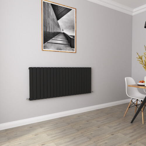 AICA (600x1428mm Single) Horizontal flat radiator black all sizes 2