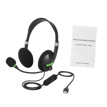Wired USB Gaming Headset Noise-Cancelling Microphone In-Line Cable Control Over-Ear PC Headset for Music and Calls