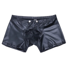 Men's Boxer Shorts Wetlook Material Black 3XL Hipster Patent Leather Underwear