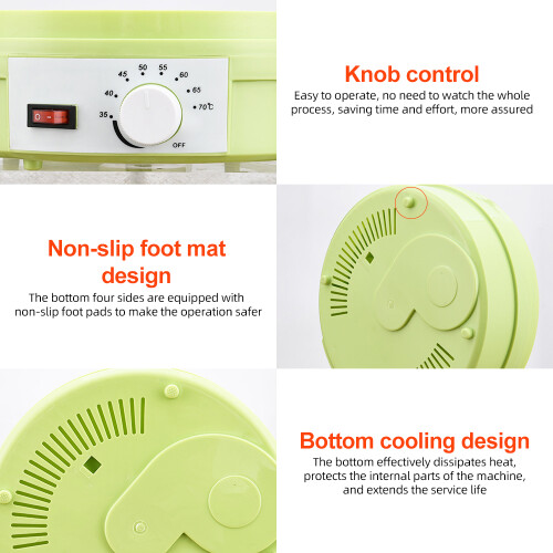 Large Capacity Food Dehydrator 5 Racks 350W 28x30cm Light Green 1