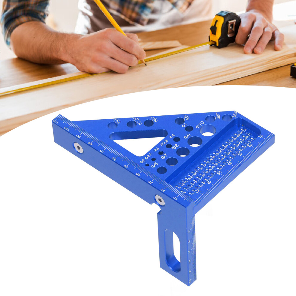 Aluminum Alloy Woodworking Triangular Ruler Multi-Angle Blue 7891337467979