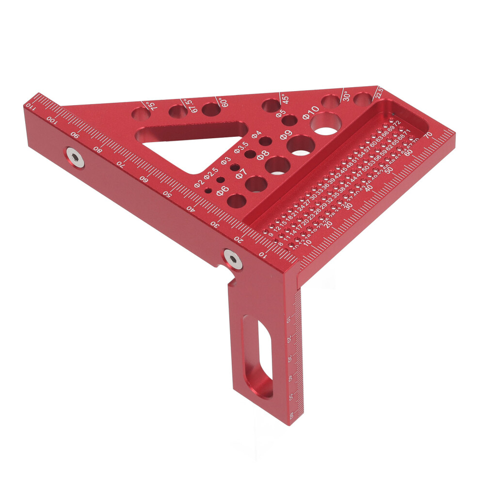 Aluminum Alloy Woodworking Triangular Ruler Multi-Angle Layout, Red 8401337467962