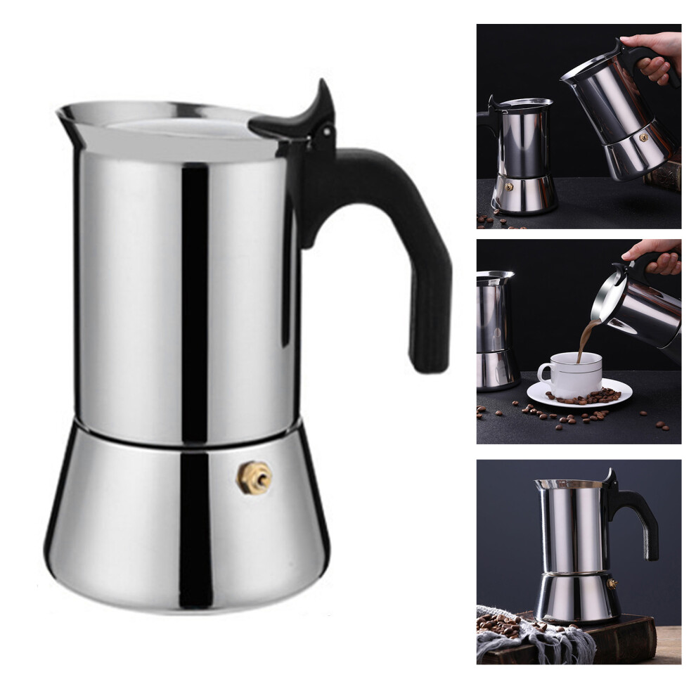 Stainless Steel 200ml Moka Pot with Percolator Design Stove Top Coffee Maker