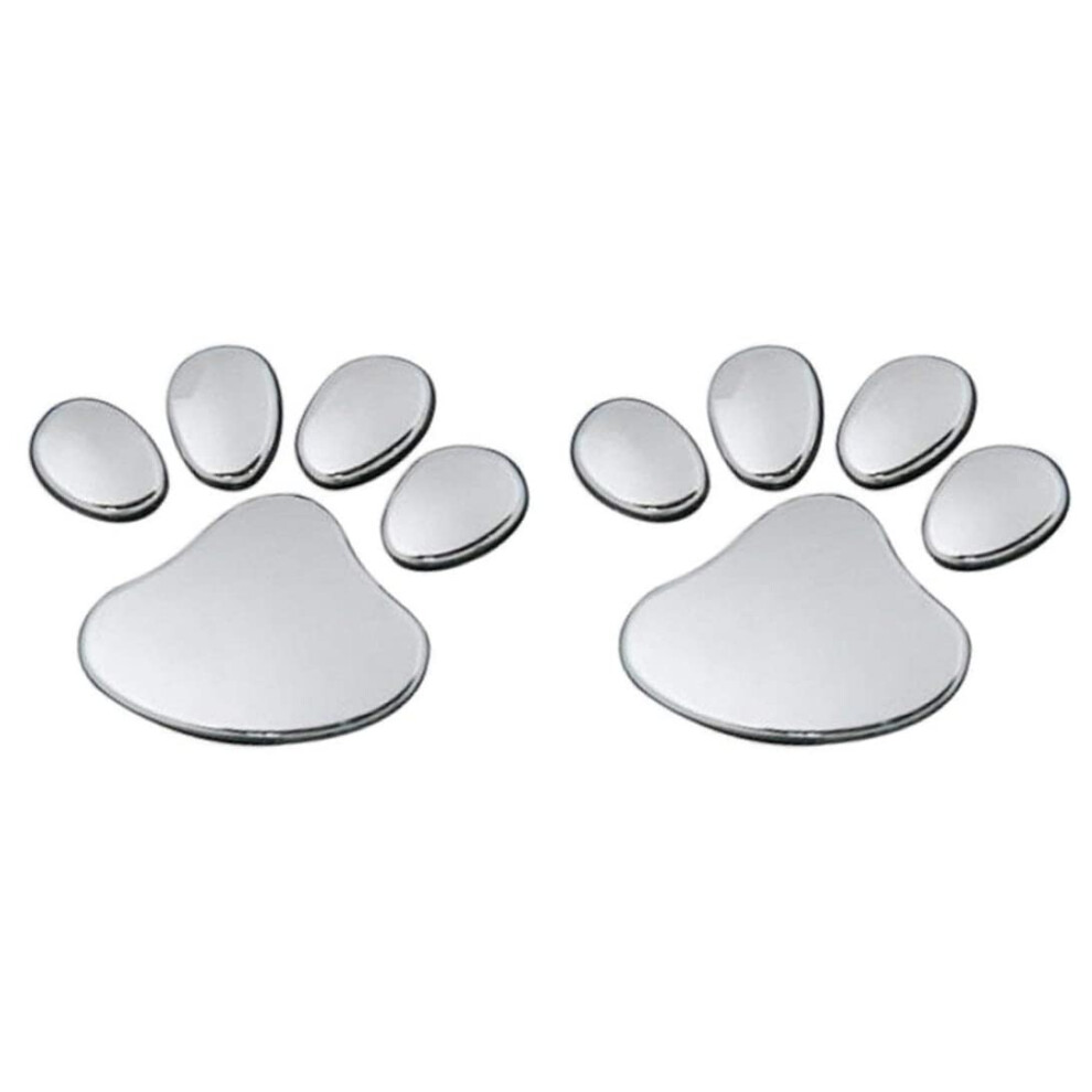 Self-Adhesive 3D Paw Print Stickers Car Decoration 2 Pack Paw Print Decals Silver 6482260450957
