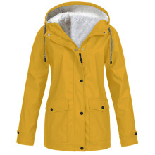Rain Jacket Women Waterproof Breathable Plus Size XXL Lined Windbreaker Spring Lightweight Parka Bicycle Yellow