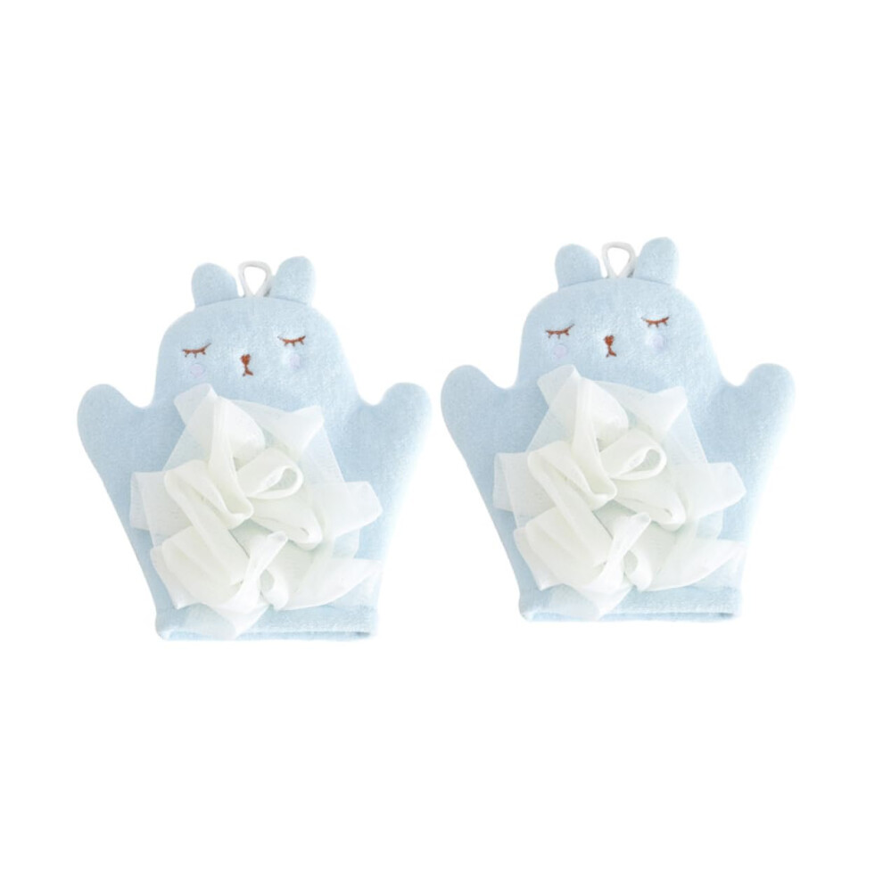 Blue Luffa Exfoliating Bath Gloves 2-Pack Exfoliating Body Cleanse Gentle Shower Spa Soft Natural Loofah