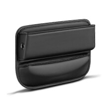 (Universal) Universal Car Seat Side Gap Storage Bag Organizer with Bottle Holder in PU Leather