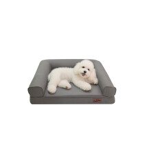 78x58cm Leather Sofa Dog Bed with Bolster Orthopedic Pet Sleeping Bed