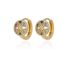 (E3125G-3) Luxury Aesthetic Rainbow Zirconia Stud Earrings for Women - Trendy Stainless Steel Hoop Drop Earrings for Girls