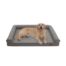 97x73cm Leather Sofa Dog Bed with Bolster Orthopedic Pet Sleeping Bed
