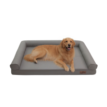 117x90cm Leather Sofa Dog Bed with Bolster Orthopedic Pet Sleeping Bed