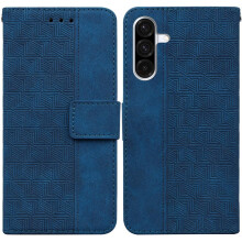 (Blue) Flip Case for Samsung Galaxy A17 5g Premium Pu Leather Wallet Cover Kickstand Feature Geometric Embossed