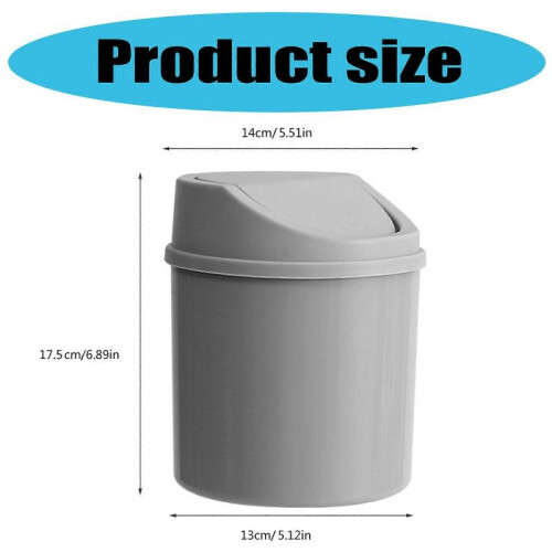 (grey) Modern Swing Lid Desktop Garbage Can Mini PP Plastic Trash Bin Waste Basket Container For Computer Table Countertop  White 2