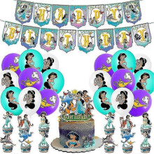Jasmine Princess Birthday Party Supplies Kits Banner Balloons Cake Toppers Decor