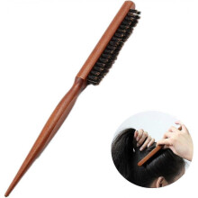 Teasing Boar Bristle Hair Brush, Professional Salon Comb for Long, Thick, Curly, Wavy, Dry or Damaged Hair, Reduces Hair Breakage