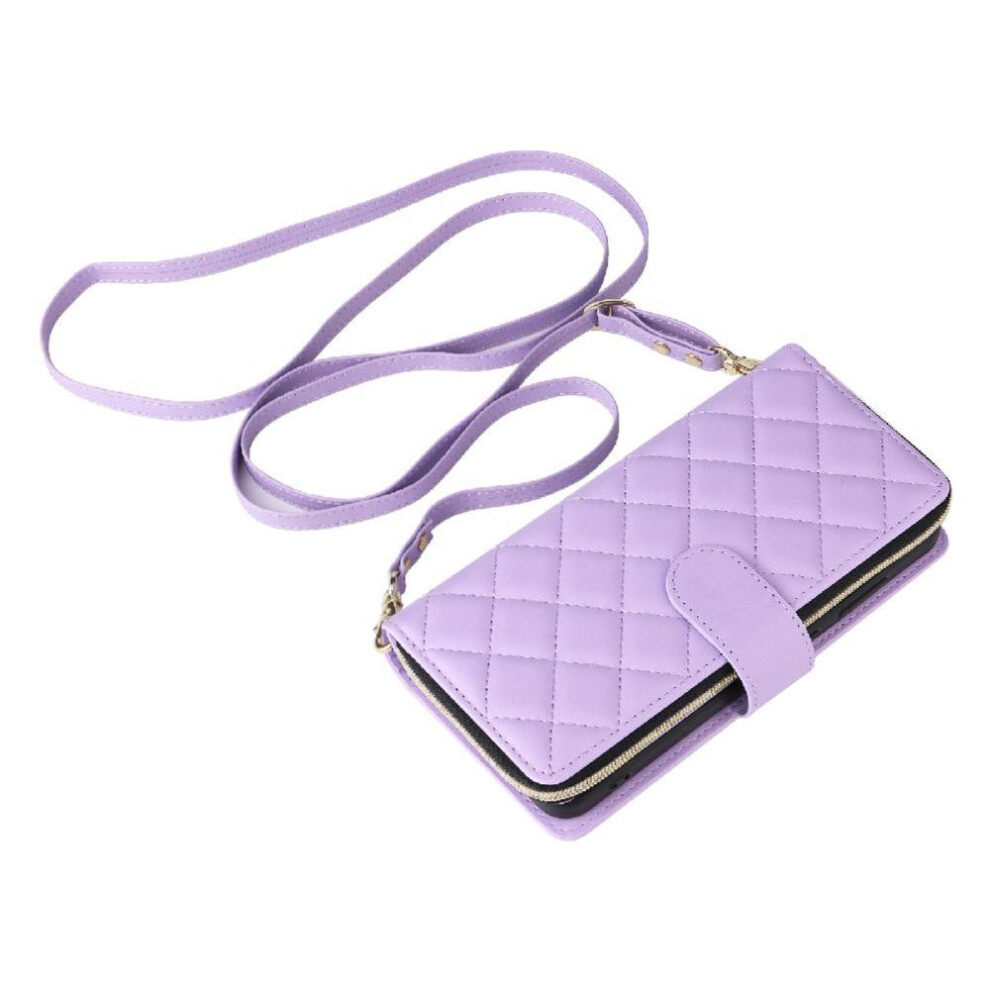 (Purple) Wallet Case For Iphone 17 9 Card Holder Magnetic Closure Crossbody Strap Kickstand Wrist Strap Purple 764563172559