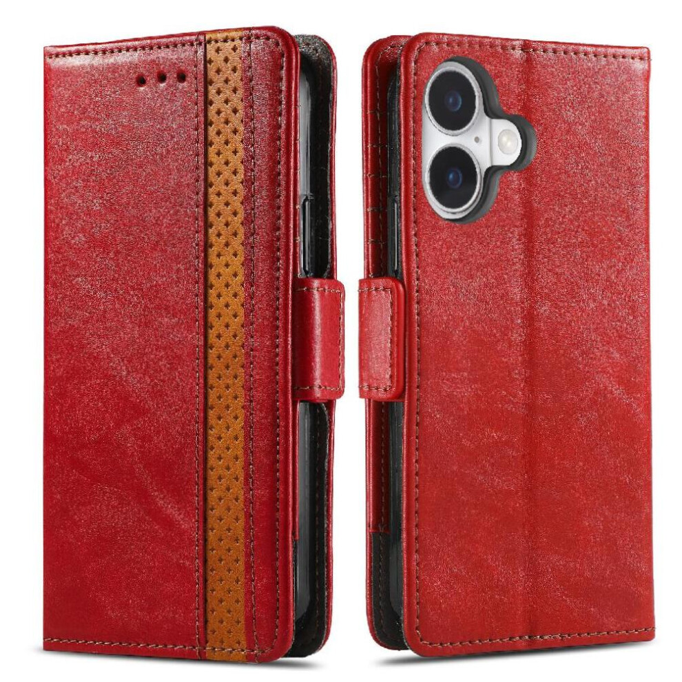 (Red) Case For Iphone 17 Multi-Color Wallet Business Multi-Card Slot Splicing Red 764563173242