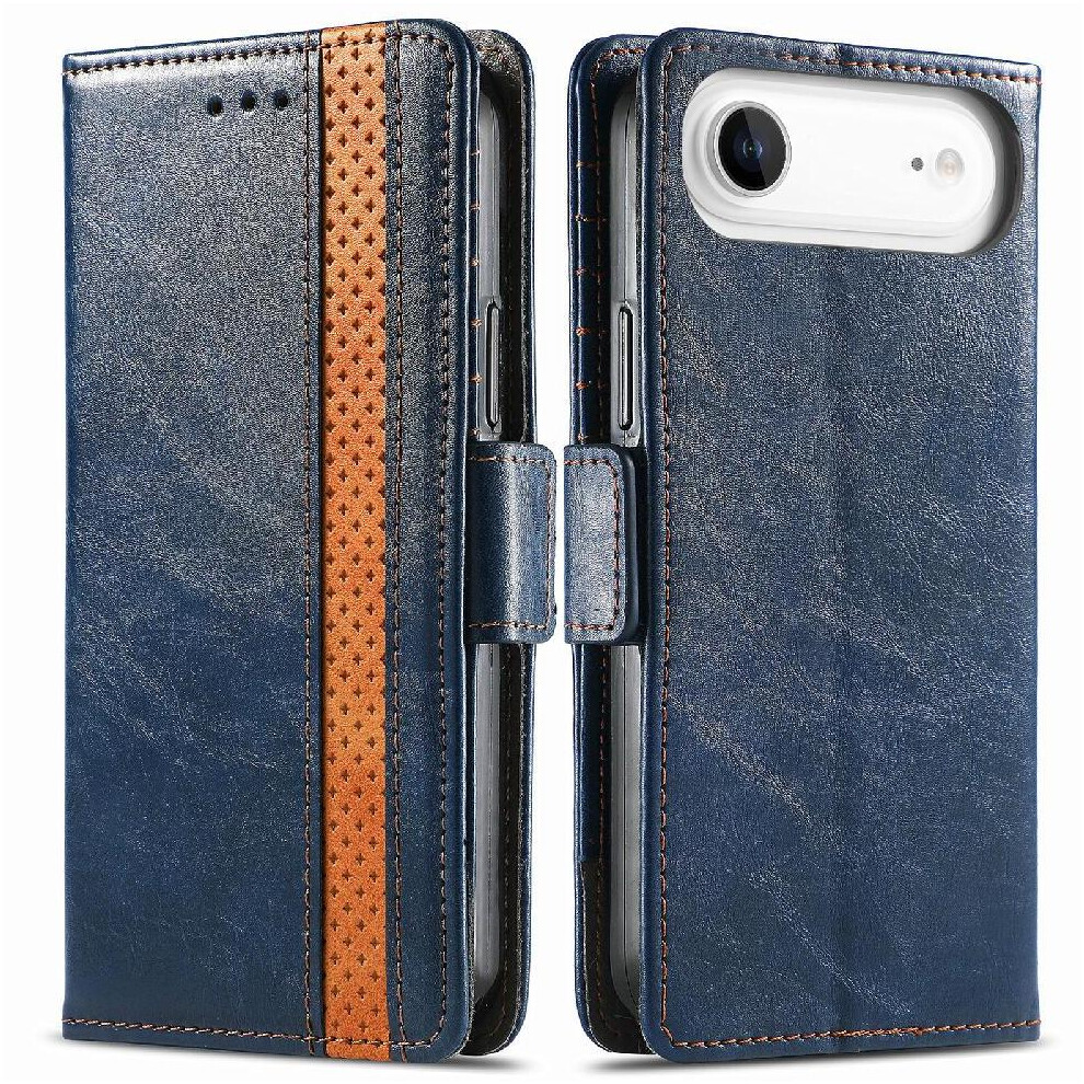 (Blue) Case For Iphone 17 Air Multi-Card Slot Wallet Business Multi-Color Splicing Blue 764563173389