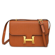(Dark brown) Simple tofu bag shoulder bag casual crossbody bag