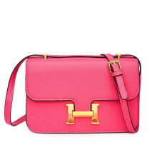 (Rose pink) Simple tofu bag shoulder bag casual crossbody bag