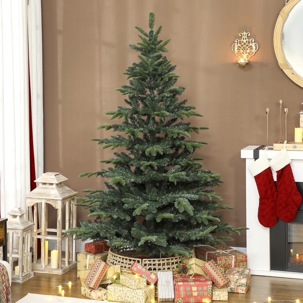 Homcom Christmas Tree, Hinged Xmas Tree With Realistic Branches 6Ft