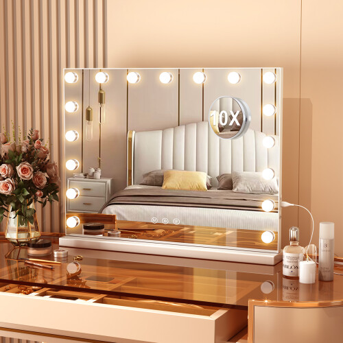 Large Hollywood Mirror Makeup 17 LED Bulbs Light Tabletop Mirror 2
