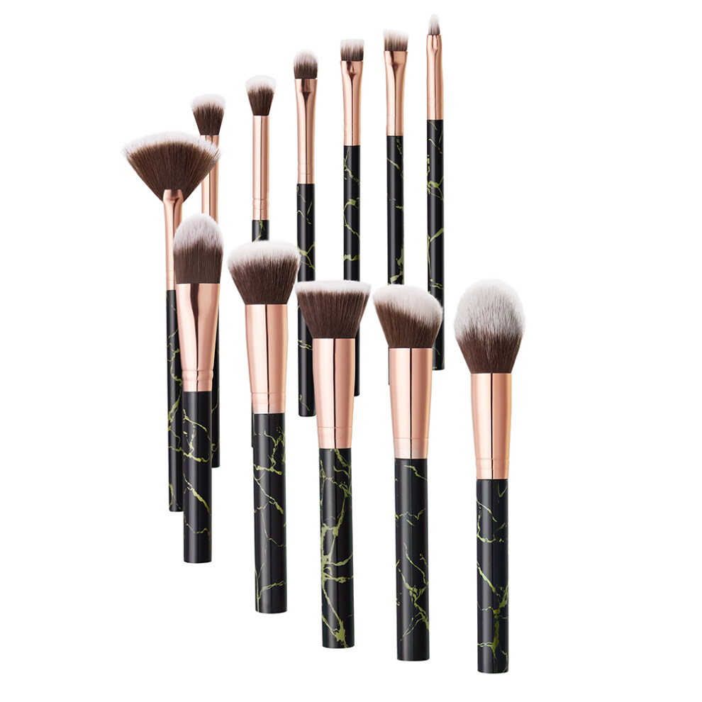Set of 12 Professional Makeup Brush Tools, Black