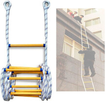 Feuerleiter Rope Ladder Premium For Indoor Climbing And Window And Balcony Escape With Carabiners Durable Yellow 16.4ft