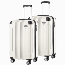 (Beige, 24+28inch) 19/24/28 Inch  Hard Shell Suitcase Set ABS with 4 Wheels Spinner
